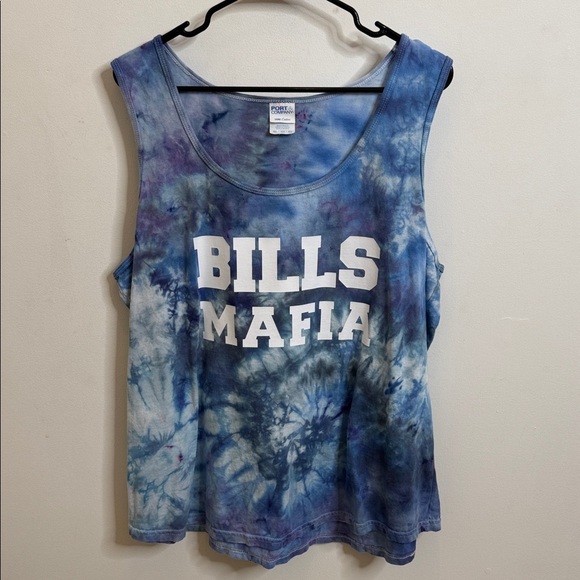 Port and Company Tops - Buffalo Bills mafia Blue Tie-Dye Women's Tank Top